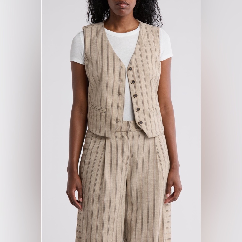 Democracy Stripe Button Vest